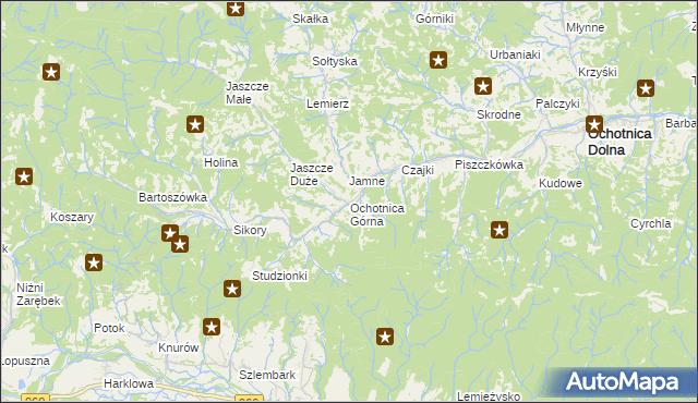 mapa Ochotnica Górna, Ochotnica Górna na mapie Targeo