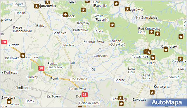 mapa Odrzykoń, Odrzykoń na mapie Targeo