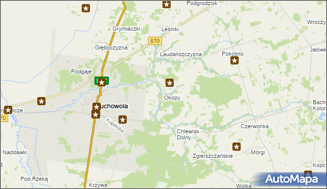 mapa Okopy gmina Suchowola, Okopy gmina Suchowola na mapie Targeo