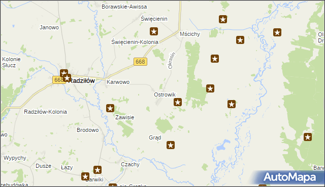 mapa Okrasin gmina Radziłów, Okrasin gmina Radziłów na mapie Targeo