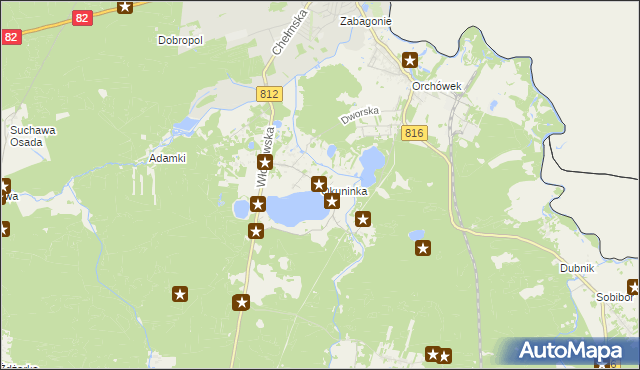 mapa Okuninka, Okuninka na mapie Targeo