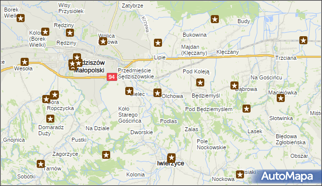mapa Olchowa gmina Iwierzyce, Olchowa gmina Iwierzyce na mapie Targeo