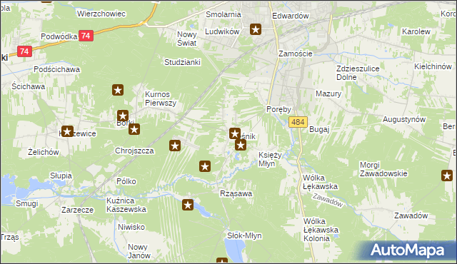 mapa Oleśnik gmina Bełchatów, Oleśnik gmina Bełchatów na mapie Targeo