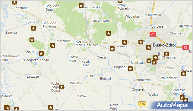 mapa Oleszki, Oleszki na mapie Targeo