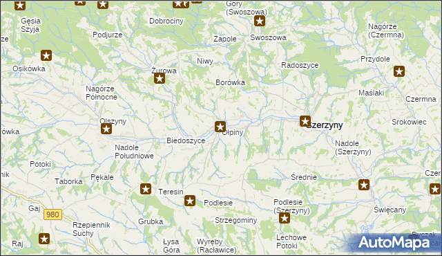 mapa Ołpiny, Ołpiny na mapie Targeo