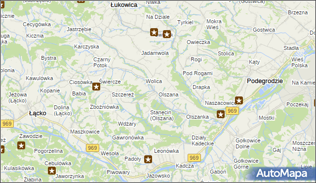 mapa Olszana, Olszana na mapie Targeo