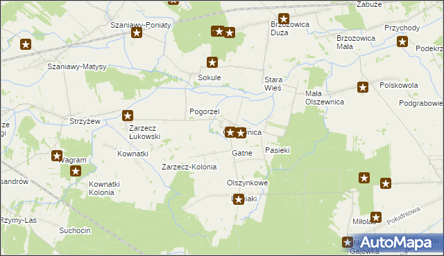 mapa Olszewnica gmina Kąkolewnica, Olszewnica gmina Kąkolewnica na mapie Targeo
