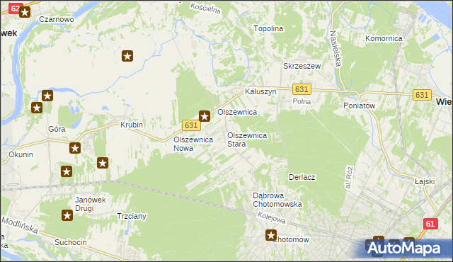 mapa Olszewnica Stara, Olszewnica Stara na mapie Targeo