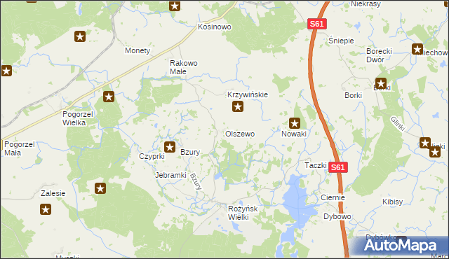 mapa Olszewo gmina Prostki, Olszewo gmina Prostki na mapie Targeo