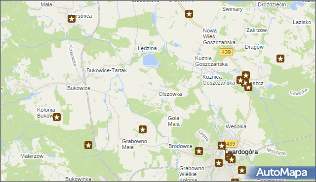 mapa Olszówka gmina Twardogóra, Olszówka gmina Twardogóra na mapie Targeo