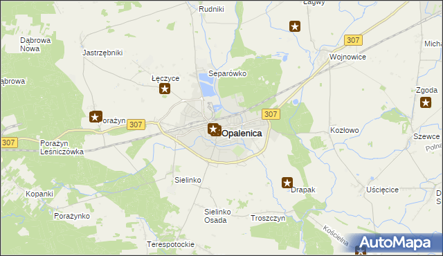 mapa Opalenica powiat nowotomyski, Opalenica powiat nowotomyski na mapie Targeo