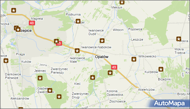 mapa Opatów powiat kłobucki, Opatów powiat kłobucki na mapie Targeo