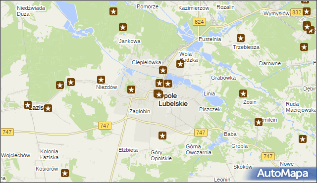 mapa Opole Lubelskie, Opole Lubelskie na mapie Targeo