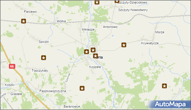 mapa Orla powiat bielski, Orla powiat bielski na mapie Targeo