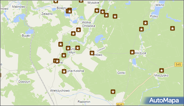 mapa Orłowo gmina Nidzica, Orłowo gmina Nidzica na mapie Targeo