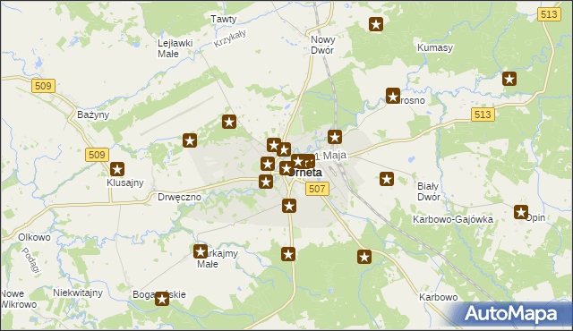 mapa Orneta powiat lidzbarski, Orneta powiat lidzbarski na mapie Targeo