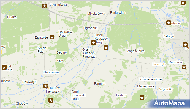 mapa Ortel Królewski Pierwszy, Ortel Królewski Pierwszy na mapie Targeo