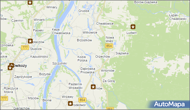 mapa Orzechów gmina Radomyśl nad Sanem, Orzechów gmina Radomyśl nad Sanem na mapie Targeo