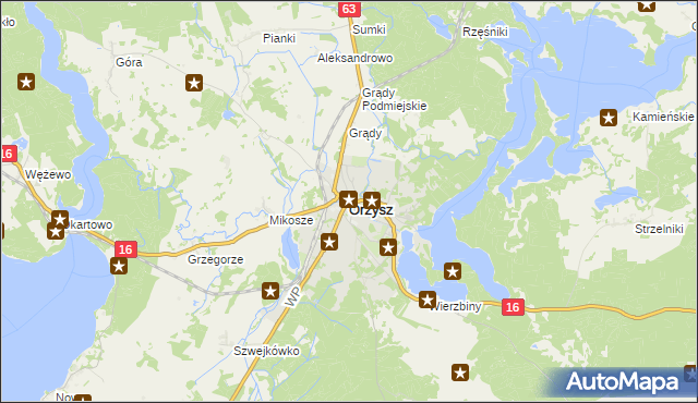 mapa Orzysz, Orzysz na mapie Targeo