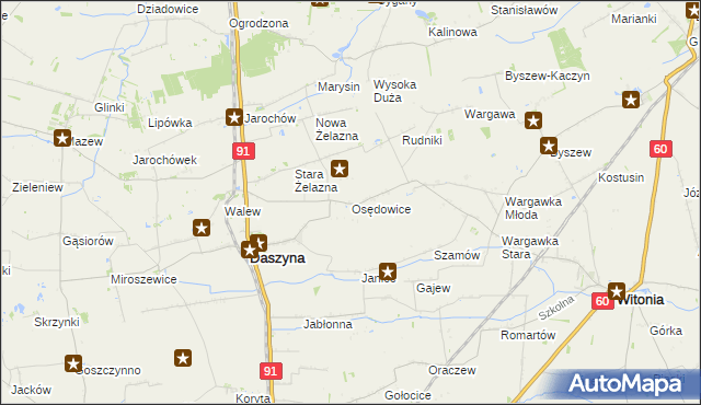 mapa Osędowice, Osędowice na mapie Targeo