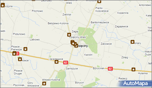 mapa Osięciny, Osięciny na mapie Targeo