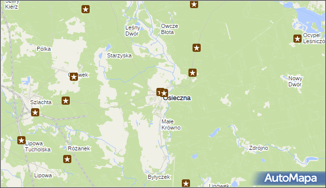 mapa Osieczna powiat starogardzki, Osieczna powiat starogardzki na mapie Targeo