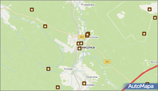 mapa Osiecznica powiat bolesławiecki, Osiecznica powiat bolesławiecki na mapie Targeo