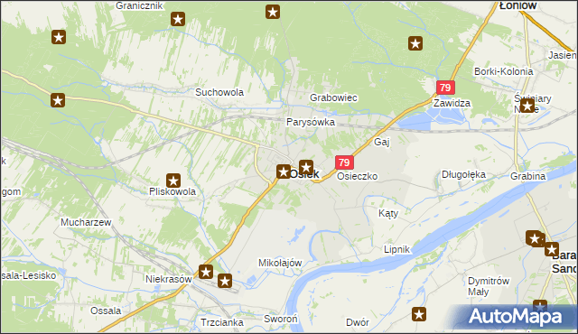 mapa Osiek powiat staszowski, Osiek powiat staszowski na mapie Targeo