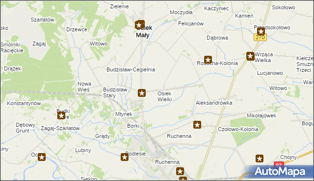 mapa Osiek Wielki gmina Osiek Mały, Osiek Wielki gmina Osiek Mały na mapie Targeo