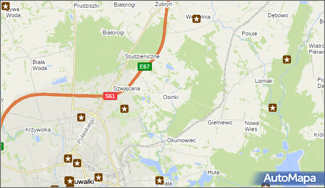 mapa Osinki gmina Suwałki, Osinki gmina Suwałki na mapie Targeo