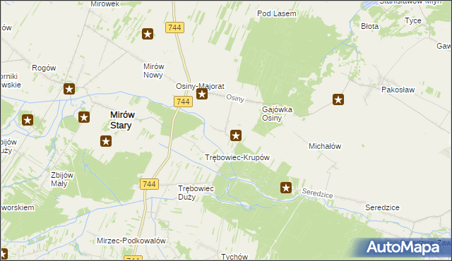 mapa Osiny-Mokra Niwa, Osiny-Mokra Niwa na mapie Targeo