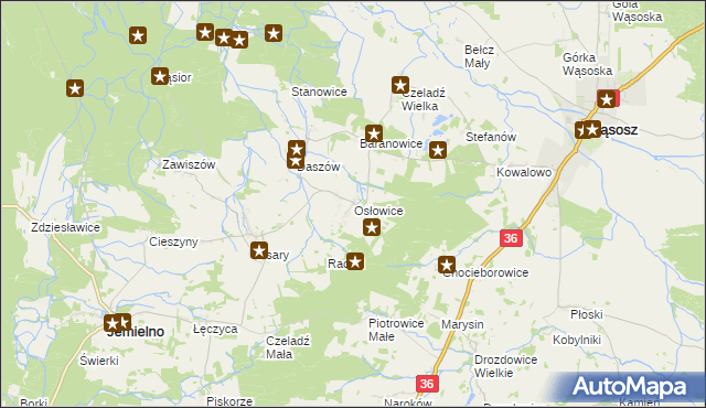 mapa Osłowice, Osłowice na mapie Targeo