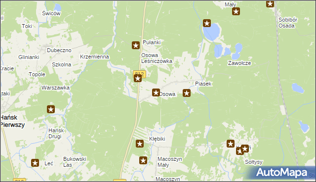 mapa Osowa gmina Hańsk, Osowa gmina Hańsk na mapie Targeo