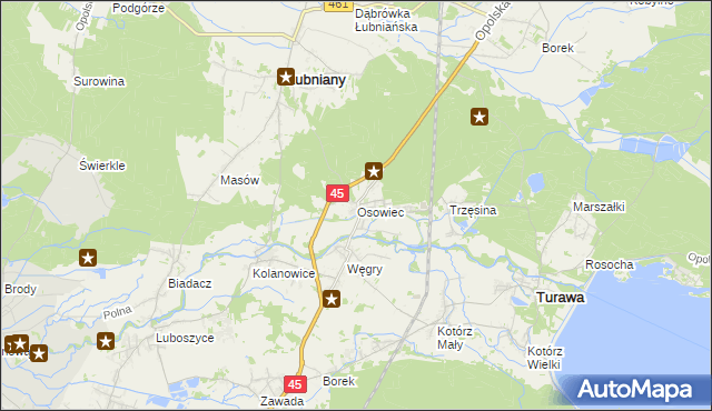 mapa Osowiec gmina Turawa, Osowiec gmina Turawa na mapie Targeo