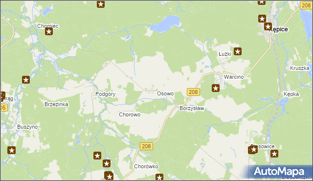 mapa Osowo gmina Kępice, Osowo gmina Kępice na mapie Targeo