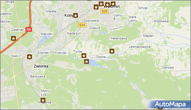 mapa Ossów, Ossów na mapie Targeo
