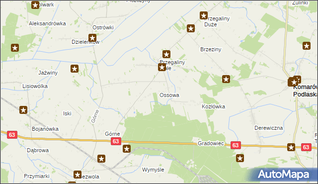 mapa Ossowa, Ossowa na mapie Targeo