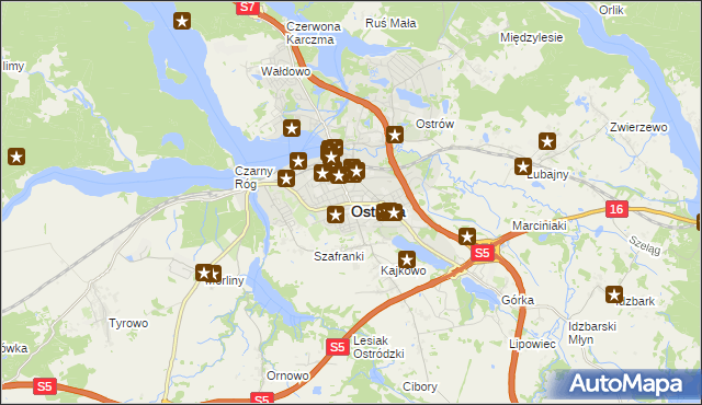 mapa Ostróda, Ostróda na mapie Targeo