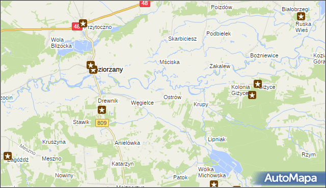 mapa Ostrów gmina Michów, Ostrów gmina Michów na mapie Targeo