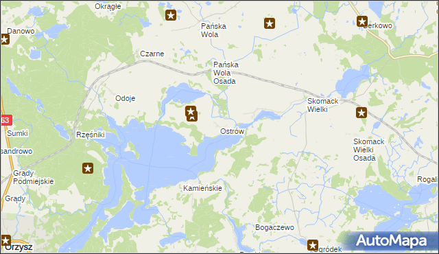 mapa Ostrów gmina Stare Juchy, Ostrów gmina Stare Juchy na mapie Targeo