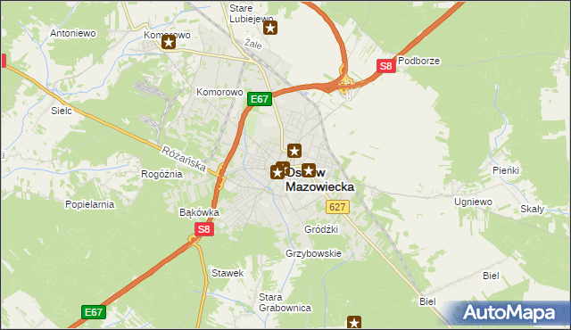 mapa Ostrów Mazowiecka, Ostrów Mazowiecka na mapie Targeo