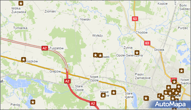 mapa Ostrówek gmina Siedlce, Ostrówek gmina Siedlce na mapie Targeo