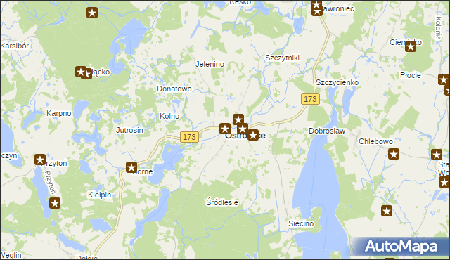 mapa Ostrowice powiat drawski, Ostrowice powiat drawski na mapie Targeo