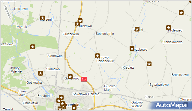 mapa Ostrowo Szlacheckie, Ostrowo Szlacheckie na mapie Targeo