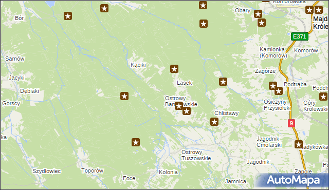 mapa Ostrowy Baranowskie, Ostrowy Baranowskie na mapie Targeo