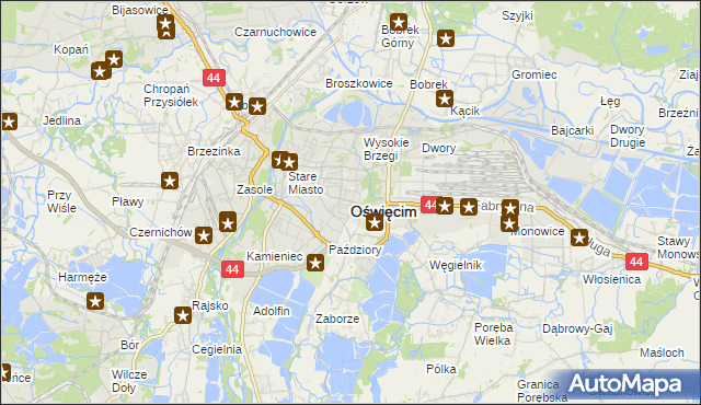 mapa Oświęcimia, Oświęcim na mapie Targeo