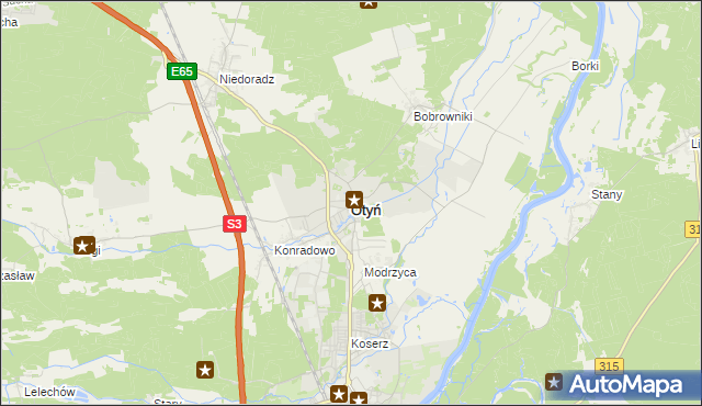 mapa Otyń, Otyń na mapie Targeo