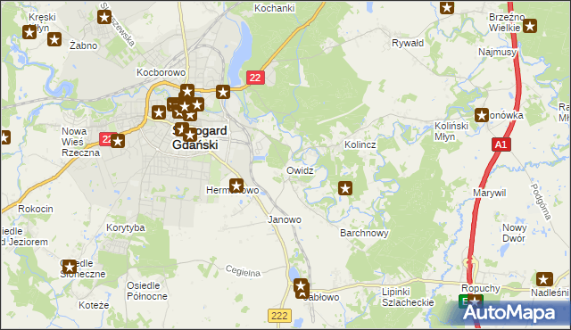 mapa Owidz, Owidz na mapie Targeo