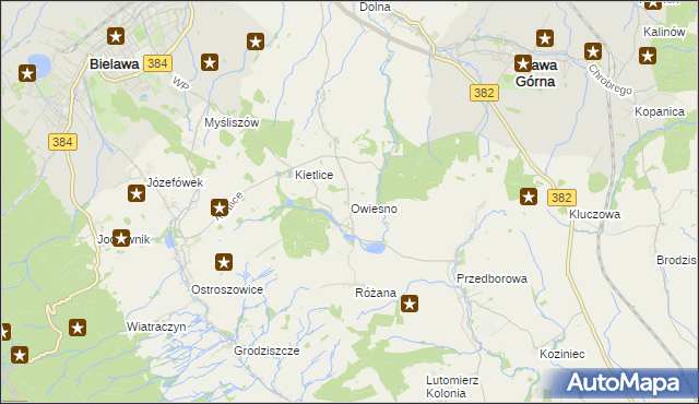 mapa Owiesno, Owiesno na mapie Targeo