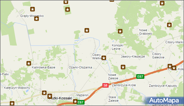 mapa Ożary Wielkie, Ożary Wielkie na mapie Targeo